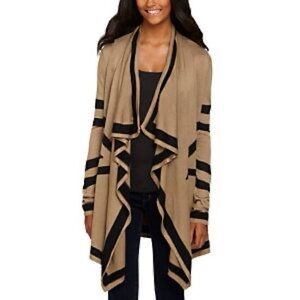 Free People Tan and Black Striped Cardigan